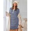 imageEkouaer Womens Nightgown Long Sleeve Sleepshirt Button Down Nightshirt V Neck Pajama Dress with Pockets SXXLNavy Blue Stripe