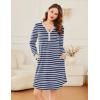 imageEkouaer Womens Nightgown Long Sleeve Sleepshirt Button Down Nightshirt V Neck Pajama Dress with Pockets SXXLNavy Blue Stripe