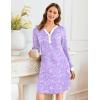 imageEkouaer Womens Nightgown Long Sleeve Sleepshirt Button Down Nightshirt V Neck Pajama Dress with Pockets SXXLPurple Floral