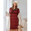 imageEkouaer Womens Nightgown Long Sleeve Sleepshirt Button Down Nightshirt V Neck Pajama Dress with Pockets SXXLRed and Black Plaid