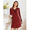 imageEkouaer Womens Nightgown Long Sleeve Sleepshirt Button Down Nightshirt V Neck Pajama Dress with Pockets SXXLRed and Black Plaid