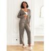 imageEkouaer Womens Pajama Sets Button Up Long Sleeve Pjs Ribbed Knit Soft Lounge Set 2 Piece Sleepwear with PocketsBrown