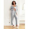 imageEkouaer Womens Pajama Sets Button Up Long Sleeve Pjs Ribbed Knit Soft Lounge Set 2 Piece Sleepwear with PocketsLight Grey