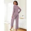 imageEkouaer Womens Pajama Sets Button Up Long Sleeve Pjs Ribbed Knit Soft Lounge Set 2 Piece Sleepwear with PocketsPink