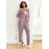 imageEkouaer Womens Pajama Sets Button Up Long Sleeve Pjs Ribbed Knit Soft Lounge Set 2 Piece Sleepwear with PocketsPink