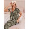 imageEkouaer Womens Pajama Sets Short Sleeve Sleepwear Button Up Pj Loungewear Top and Capri Pants with PocketsBrown Leopard