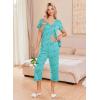 imageEkouaer Womens Pajama Sets Short Sleeve Sleepwear Button Up Pj Loungewear Top and Capri Pants with PocketsLight Blue Butterfly