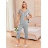 imageEkouaer Womens Pajama Sets Short Sleeve Sleepwear Button Up Pj Loungewear Top and Capri Pants with PocketsLight Grey