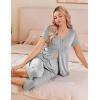 imageEkouaer Womens Pajama Sets Short Sleeve Sleepwear Button Up Pj Loungewear Top and Capri Pants with PocketsLight Grey