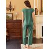 imageEkouaer Womens Pajamas Set Short Sleeve Sleepwear Long Pants Lounge Set 2 Piece Pjs Soft Loungewear with Pockets SXXLDark Green