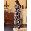 imageEkouaer Womens Pajamas Set Short Sleeve Sleepwear Long Pants Lounge Set 2 Piece Pjs Soft Loungewear with Pockets SXXLFloral Black