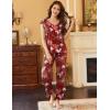 imageEkouaer Womens Pajamas Set Short Sleeve Sleepwear Long Pants Lounge Set 2 Piece Pjs Soft Loungewear with Pockets SXXLFloral Wine