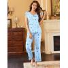 imageEkouaer Womens Pajamas Set Short Sleeve Sleepwear Long Pants Lounge Set 2 Piece Pjs Soft Loungewear with Pockets SXXLLight Blue Stars