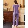 imageEkouaer Womens Pajamas Set Short Sleeve Sleepwear Long Pants Lounge Set 2 Piece Pjs Soft Loungewear with Pockets SXXLPurple