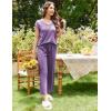 imageEkouaer Womens Pajamas Set Short Sleeve Sleepwear Long Pants Lounge Set 2 Piece Pjs Soft Loungewear with Pockets SXXLPurple