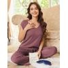 imageEkouaer Womens Pajamas Set Short Sleeve Sleepwear Long Pants Lounge Set 2 Piece Pjs Soft Loungewear with Pockets SXXLWine