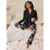 imageEkouaer Womens Pajamas Sets Button Down Long Sleeve Lounge Sets Soft 2 Piece Pants SleepwearBlack Pink and White Flower