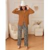 imageEkouaer Womens Pajamas Sets Button Down Long Sleeve Lounge Sets Soft 2 Piece Pants SleepwearCamel Black Leopard