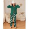 imageEkouaer Womens Pajamas Sets Button Down Long Sleeve Lounge Sets Soft 2 Piece Pants SleepwearGreen Pink and Yellow Flower