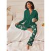 imageEkouaer Womens Pajamas Sets Button Down Long Sleeve Lounge Sets Soft 2 Piece Pants SleepwearGreen Pink and Yellow Flower