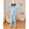 imageEkouaer Womens Pajamas Sets Button Down Long Sleeve Lounge Sets Soft 2 Piece Pants SleepwearLight Blue and White Cashew Flower