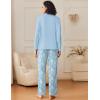 imageEkouaer Womens Pajamas Sets Button Down Long Sleeve Lounge Sets Soft 2 Piece Pants SleepwearLight Blue and White Cashew Flower