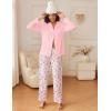 imageEkouaer Womens Pajamas Sets Button Down Long Sleeve Lounge Sets Soft 2 Piece Pants SleepwearPink Floral