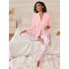 imageEkouaer Womens Pajamas Sets Button Down Long Sleeve Lounge Sets Soft 2 Piece Pants SleepwearPink Floral