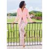 imageEkouaer Womens Pajamas Sets Button Down Long Sleeve Lounge Sets Soft 2 Piece Pants SleepwearPink Floral