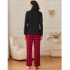 imageEkouaer Womens Pajamas Sets Button Down Long Sleeve Lounge Sets Soft 2 Piece Pants SleepwearRed Black and Gray Plaid