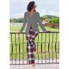 imageEkouaer Womens Pajamas Sets Button Down Long Sleeve Lounge Sets Soft 2 Piece Pants SleepwearRed Gray and White Plaid