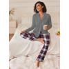 imageEkouaer Womens Pajamas Sets Button Down Long Sleeve Lounge Sets Soft 2 Piece Pants SleepwearRed Gray and White Plaid