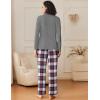 imageEkouaer Womens Pajamas Sets Button Down Long Sleeve Lounge Sets Soft 2 Piece Pants SleepwearRed Gray and White Plaid