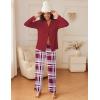 imageEkouaer Womens Pajamas Sets Button Down Long Sleeve Lounge Sets Soft 2 Piece Pants SleepwearWine Red and White Plaid