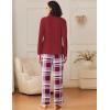 imageEkouaer Womens Pajamas Sets Button Down Long Sleeve Lounge Sets Soft 2 Piece Pants SleepwearWine Red and White Plaid