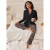 imageEkouaer Womens Pajamas Sets Button Down Long Sleeve Lounge Sets Soft 2 Piece Pants SleepwearYellow Black and Brown Leopard