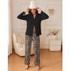 imageEkouaer Womens Pajamas Sets Button Down Long Sleeve Lounge Sets Soft 2 Piece Pants SleepwearYellow Black and Brown Leopard