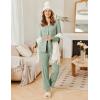 imageEkouaer Womens Ribbed Knit Pajama Sets 2 Piece Lounge Set Long Sleeve Button Down Pjs Sleepwear Set with PocketsGray Green