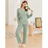 imageEkouaer Womens Ribbed Knit Pajama Sets 2 Piece Lounge Set Long Sleeve Button Down Pjs Sleepwear Set with PocketsGray Green