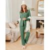 imageEkouaer Womens Ribbed Knit Pajama Sets 2 Piece Lounge Set Long Sleeve Button Down Pjs Sleepwear Set with PocketsGreen