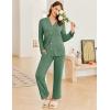 imageEkouaer Womens Ribbed Knit Pajama Sets 2 Piece Lounge Set Long Sleeve Button Down Pjs Sleepwear Set with PocketsGreen