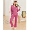 imageEkouaer Womens Ribbed Knit Pajama Sets 2 Piece Lounge Set Long Sleeve Button Down Pjs Sleepwear Set with PocketsRose Pink