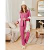 imageEkouaer Womens Ribbed Knit Pajama Sets 2 Piece Lounge Set Long Sleeve Button Down Pjs Sleepwear Set with PocketsRose Pink