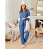 imageEkouaer Womens Ribbed Knit Pajama Sets 2 Piece Lounge Set Long Sleeve Button Down Pjs Sleepwear Set with PocketsRoyal Blue