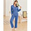 imageEkouaer Womens Ribbed Knit Pajama Sets 2 Piece Lounge Set Long Sleeve Button Down Pjs Sleepwear Set with PocketsRoyal Blue