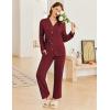 imageEkouaer Womens Ribbed Knit Pajama Sets 2 Piece Lounge Set Long Sleeve Button Down Pjs Sleepwear Set with PocketsWine Red