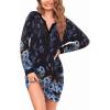 imageEkouaer Womens Nightgown Long Sleeve Sleepshirt Button Down Nightshirt V Neck Pajama Dress with Pockets SXXLBlue Floral