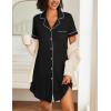 imageEkouaer Nightgowns for Women 2 Pack Button Down Sleepwear Short Sleeve Sleepshirts Soft Nightshirts Boyfriend Pajama DressBlackLight Grey
