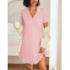 imageEkouaer Nightgowns for Women 2 Pack Button Down Sleepwear Short Sleeve Sleepshirts Soft Nightshirts Boyfriend Pajama DressBlackPink