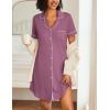 imageEkouaer Nightgowns for Women 2 Pack Button Down Sleepwear Short Sleeve Sleepshirts Soft Nightshirts Boyfriend Pajama DressBlackPurple Red